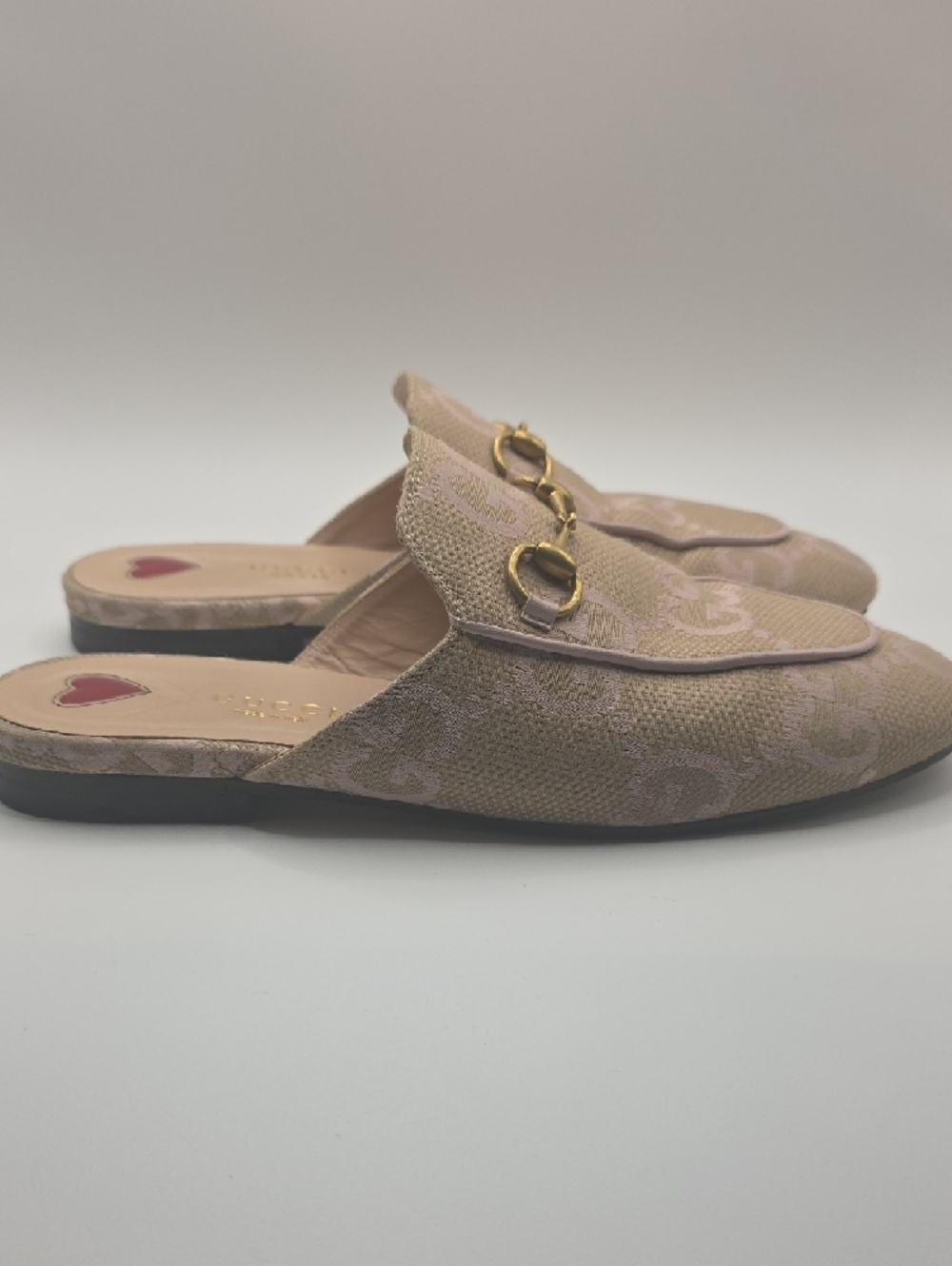 Gucci Beige and Pink GG Canvas Horsebit Backless Mules - Picture 4 of 10
